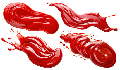 Set of tomato ketchup splashes, cut out