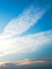 Beautiful cirrus clouds against the blue sky, translucent white cirrus clouds, cirrus fibratus