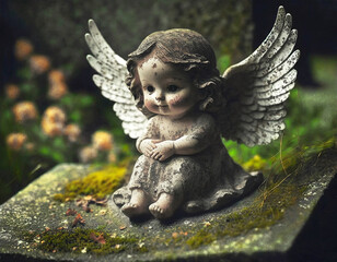 Angel figurine on the grave