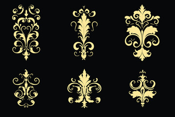 set of black and gold elements