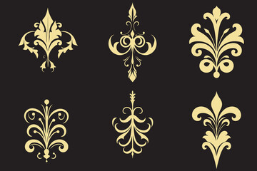 set of black and gold elements