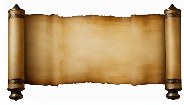 old mediaeval paper sheet parchment scroll isolated on white