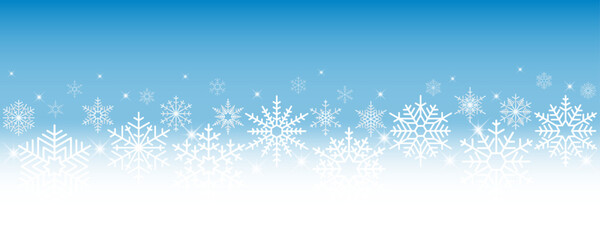 White Seamless Snowflake Pattern Isolated On Snow Blue Ombre Background