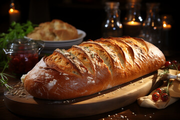 Realistic image of french baguette bread. AI generated. 2/4 - Powered by Adobe