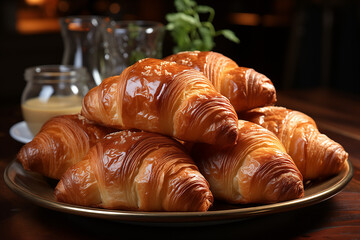Realistic image of french croissants. AI generated. 1/4