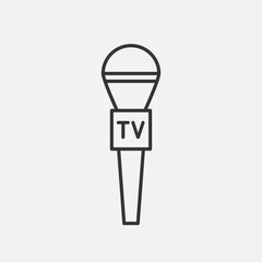 Microphone line icon. News on TV and radio. Interview journalist. Vector.