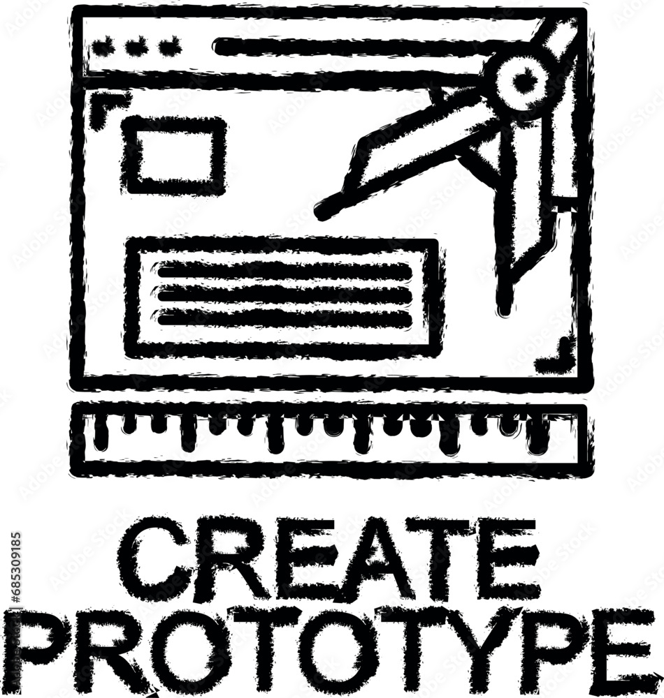 Poster create prototype icon grunge style vector