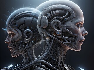 Futuristic female android. Generative AI