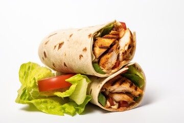 Grilled BBQ Chicken Caesar Wrap - Icon on white background