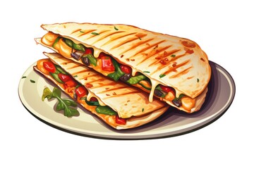 Grilled BBQ Veggie Quesadilla - Icon on white background