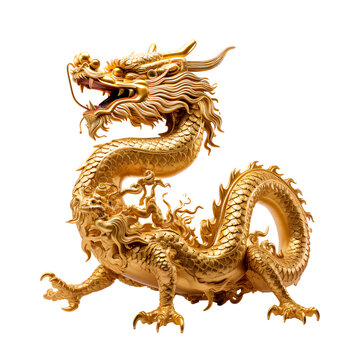Chinese dragon made of gold for use as souvenirs on the occasion of Chinese New Year, lucky animal concept of China.