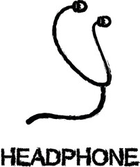 headphones icon grunge style vector