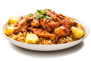 BBQ Chicken and Pineapple Fried Rice - Icon on white background