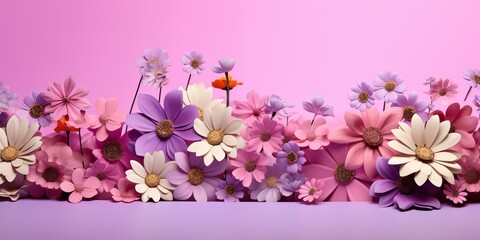 Beautiful flowers on lilac background.