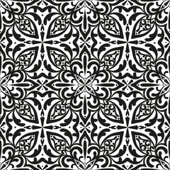 Damask seamless pattern. Royal endless background for wallpaper, fabric, wrapping. Black ornaments on a transparent background