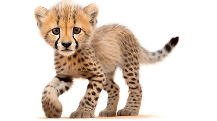 a baby cheetah cub walking