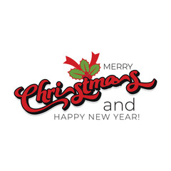 Merry Christmas card. Hand drawn lettering. Holiday greeting quote