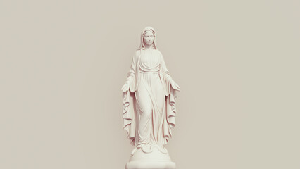 Virgin Mary neutral background soft tones beige brown background saint maria religious statue front view 3d illustration render digital rendering	 - obrazy, fototapety, plakaty