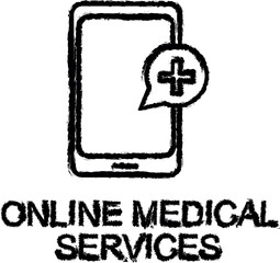 online medical services line icon grunge style vector