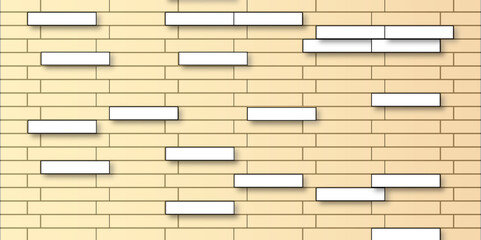 Background of old vintage brick wall.  seamless cubes pattern. White ceramic tile background. Abstract white brick wall texture for pattern background. wide panorama picture.