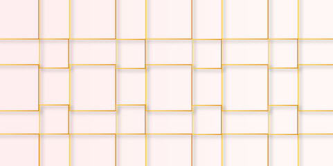 square frames with shining effects on white background. Luxury golden geometric square shape.