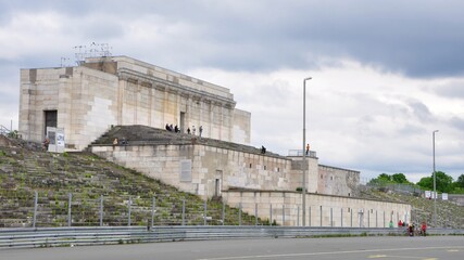 Zeppelin Main Grandstand, Zeppelinfeld, former Nazi party rally grounds of the NSDAP, Nuremberg, Middle Franconia, Bavaria, Germany, Europe