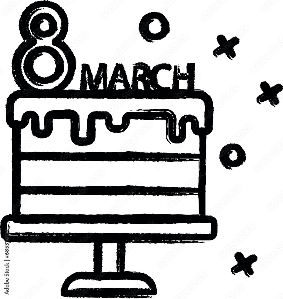 Poster cake 8 march icon grunge style vector