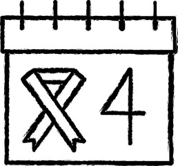 Ribbon cancer calendar icon grunge style vector