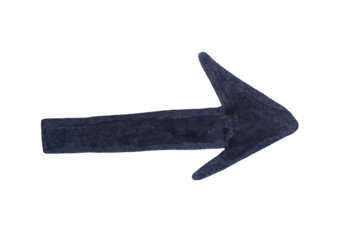 An arrow sign drawn with black marker on transparent background