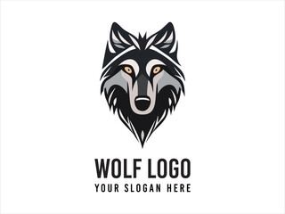 Wolf head mascot logo design flat art vector