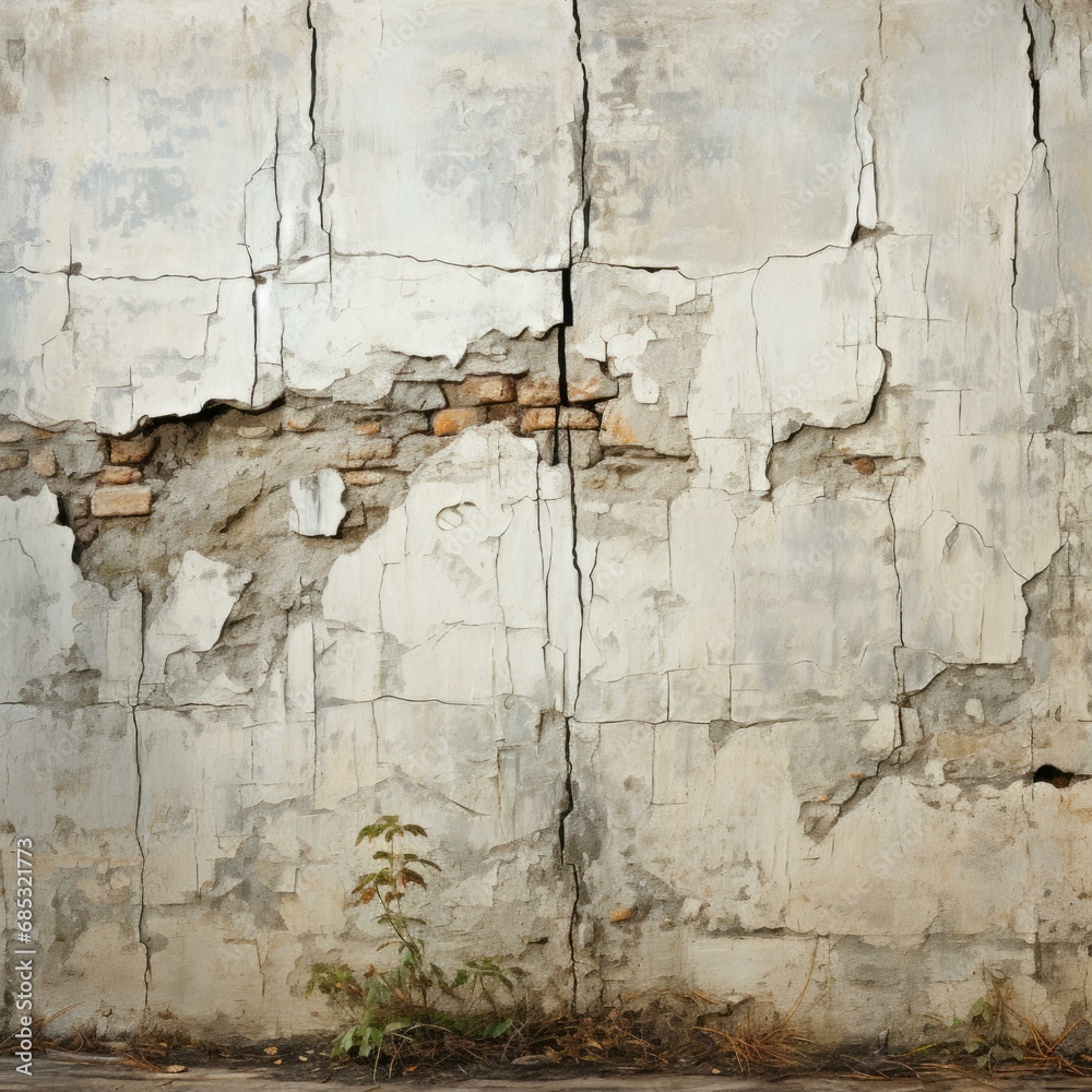 Wall mural A weathered wall with cracked paint and peeling layers creates an abstract pattern. Generative AI.