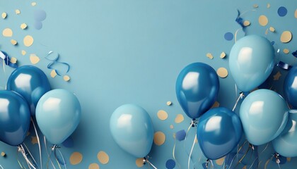 celebration party banner with blue color balloons background