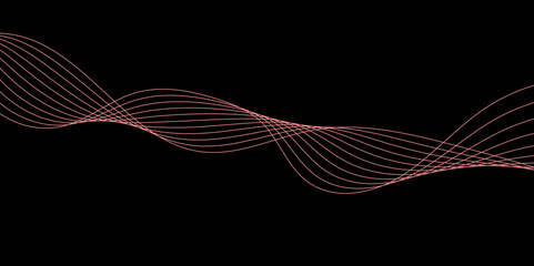 Abstract Black background with a glowing abstract waves. Abstract wave element for design. Digital frequency track equalizer, Futuristic background design. Long exposure, Light painting photography.