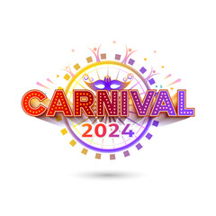 2024 Carnival typography design. Vector isolated poster banner concept.