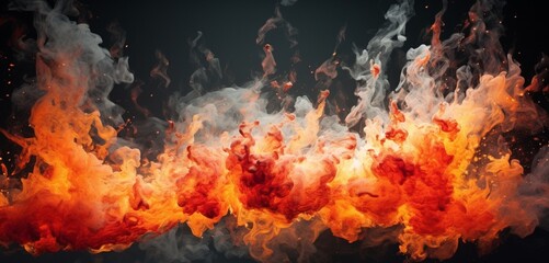 An explosive burst of flames frozen in time, their brilliance and intensity showcased against a spotless white background, captured in breathtaking detail by an HD camera. - obrazy, fototapety, plakaty