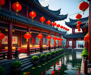Obraz premium Chinese holiday. Ascending Heights: Celebrating the Double Ninth Festival (Chongyang Jie) Tradition. generative AI