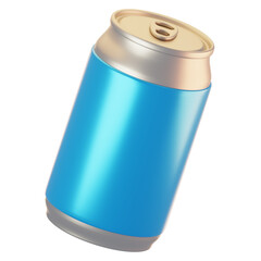 3d rendering blue beer can icon with cartoon style