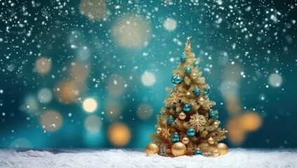 Fototapeta na wymiar Christmas tree with snow Background