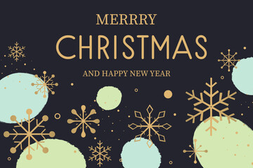 Fototapeta premium Christmas cards with golden snowflakes. Modern design. Vector illustration