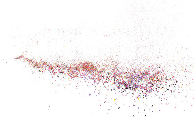 Colorful chalk pieces and powder flying, isolated on white, clipping path - Powered by Adobe
