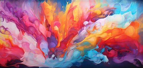 Luminous splatters of vibrant paint creating a hypnotic symphony of abstraction