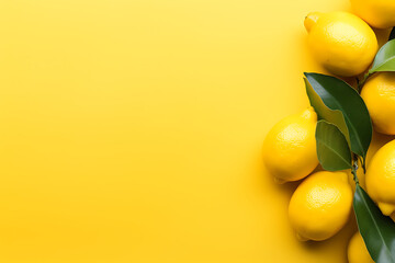 Frische Zitronen auf gelbem Hintergrund mit Platz für Text