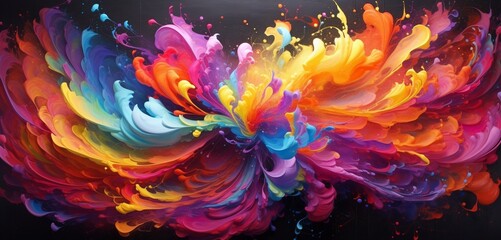 Luminous splatters of vibrant paint creating a hypnotic symphony of abstraction - obrazy, fototapety, plakaty