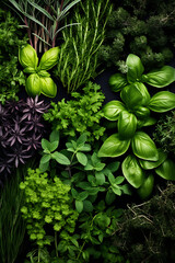 Verschiedene Gartenkr&auml;uter, Bildschirmf&uuml;llender Hintergrund 