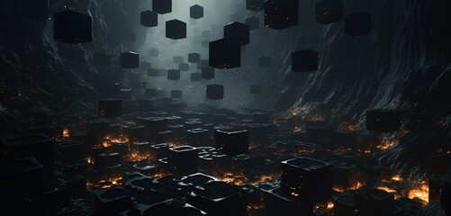 Mysterious dark hexagons floating in a void, reminiscent of an ancient, celestial code awaiting...