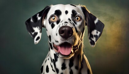studio portrait of a dalmatian dog with a surprised face concept of pet photography ai generative
