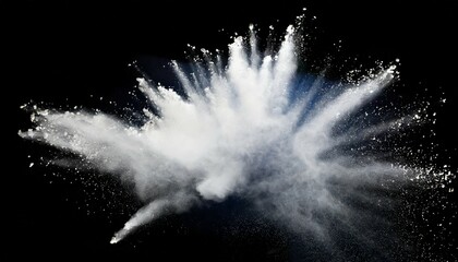 abstract white powder explosion isolated on black background