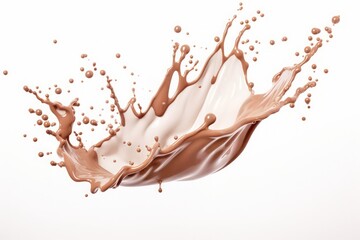 Splashes of milk chocolate isolated on white background - obrazy, fototapety, plakaty