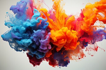 A burst of ink expanding into a breathtaking spectrum of colors, frozen in time as a testament to...