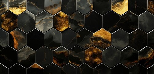 A captivating blend of obsidian hexagons, reflecting a mysterious, moonlit ambiance.